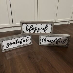Farmhouse Decor Signs, Metal with gray distressed wood frames, set of 3